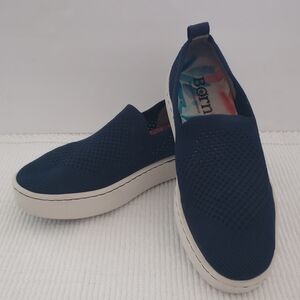 Born Women's Knit Navy Blue Slip On Sneaker Comfort Shoes, Size 8